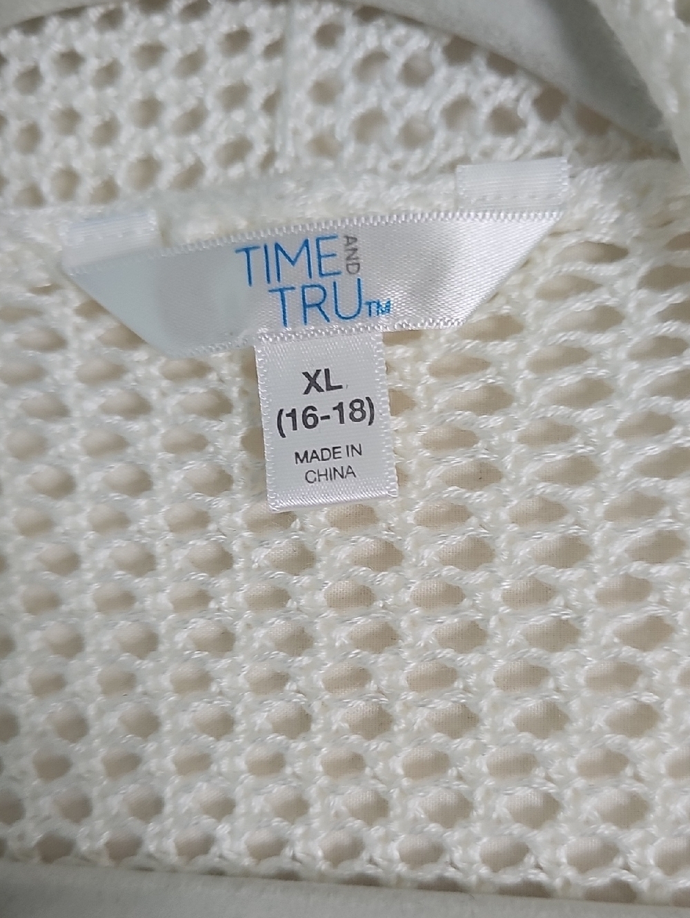 Time and Tru Open-Knit Cream Cardigan - Picture 3 of 3